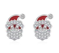 Lllunimon Boucles d'oreilles en argent pur S925 avec zircon, artisanat en émail, symbole de vitalité. À porter au quotidien, un cadeau pour elle.