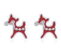 Lllunimon Boucles d'oreilles en argent pur S925 en forme de cerf rouge avec des pierres zircon, style mignon et ludique. À porter au quotidien, un cadeau pour elle.