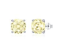 Lllunimon Boucles d'oreilles en argent sterling 925 rose octogonale jaune oie Micro-sertie faite à la main avec des bijoux doux Style élégant et simple Des cadeaux de tous les jours pour elle,8MM