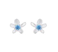 Lllunimon Boucles d'oreilles en argent sterling Iris S925 incrustées d'ornements en zircon bleu Style élégant et simple Des cadeaux de tous les jours pour elle