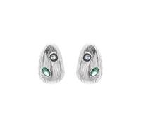Lllunimon Boucles d'oreilles en argent sterling S925 à motif arbre Zircon vert Accessoires exquis inspirés de la nature Style vintage et élégant Des cadeaux de tous les jours pour elle