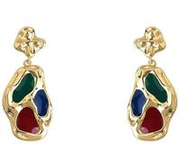 Lllunimon Boucles d'oreilles en cuivre plaqué or 18 carats, goutte d'oreille artistique en émail coloré pour femmes, bijou rétro quotidien, cadeau pour petite amie/sœurs,Ear Stud