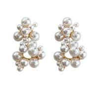 Lllunimon Boucles d'oreilles en perles, pendants d'oreilles en argent sterling plaqué or 14 carats pour femmes, bijoux en forme de fleur artistique, à porter tous les jours, cadeau pour petite amie