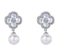 Lllunimon Boucles d'oreilles en perles pour femmes, pendentifs en cuivre en forme de trèfle à quatre feuilles, bijoux quotidiens élégants et exquis, cadeau pour maman/copropriétaire