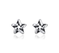 Lllunimon Boucles d'oreilles étoiles à cinq branches entrelacées Bijoux pour femmes en argent sterling 925 Bijoux étoiles en argent vintage pour tous les jours Un cadeau pour elle