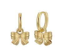 Lllunimon Boucles d'oreilles noeud pour les femmes Trendy Bow 14K plaqué or/argent cerceaux Simple Twist Huggie Dainty Simple bijoux pour mère femme usage quotidien,D'or