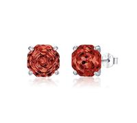 Lllunimon Boucles d'oreilles octogonales rouges en argent sterling 925, bijoux solitaires accrocheurs, style ardent et vif Des cadeaux de tous les jours pour elle,6MM