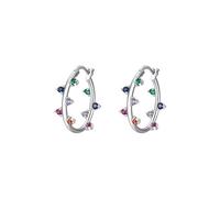 Lllunimon Boucles d'oreilles ovales colorées 925 Argent sterling Boucles d'oreilles pour femmes Bijoux d'incrustation céleste Porter tous les jours Un cadeau pour elle