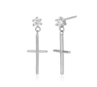 Lllunimon Boucles d'oreilles pendantes polyvalentes en argent sterling S925 pour femmes Boucles d'oreilles croisées pour femmes Cadeau de bijou porte-bonheur pour le christianisme,Argent
