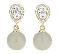 Lllunimon Boucles d'oreilles vertes, gouttes d'oreille en argent sterling avec perle de jade de Hotan en forme de larme, bijoux quotidiens exquis et élégants, cadeau pour maman/copine/sœurs