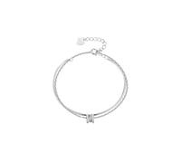 Lllunimon Bracelet double couche en argent sterling 925 pour les femmes Bracelet jonc délicat pour les femmes Charmant Simple Bijoux scintillants Cadeaux pour l'amour