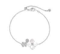 Lllunimon Bracelets en argent sterling plaqués or, bracelet trèfle à quatre feuilles avec zircon cubique pour femmes, longueur ajustable, à porter tous les jours, cadeau de bijoux,A