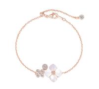 Lllunimon Bracelets en argent sterling plaqués or, bracelet trèfle à quatre feuilles avec zircon cubique pour femmes, longueur ajustable, à porter tous les jours, cadeau de bijoux,B