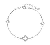 Lllunimon Bracelets porte-bonheur pour les femmes hommes Unique quatre feuilles trèfle Bracelet trèfle lien scintillant Bracelet en argent sterling 925 Bijoux Cadeaux pour femmes