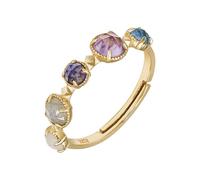 Lllunimon Candy Ring S925 Bague minimaliste en argent plaqué or pour les femmes Bagues à pierres de naissance multiples Cadeaux pour les fiançailles Anniversaires de mariage