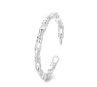 Lllunimon Chaîne en bambou S925 Bague en argent Élégant Oriental Zen Bijoux Classique Intemporel Bijoux Porter Tous les Jours Un Cadeau Pour Elle