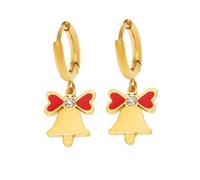 Lllunimon Cloches, nœuds d'amour, boucles d'oreilles en acier inoxydable, créoles de vacances en plaqué or, bijoux incrustés de zircons Des cadeaux de tous les jours pour elle