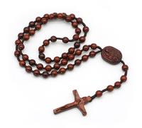 Lllunimon Collier Catholique Des Chapelets Avec Médaille De Saint Joseph Et Crucifix Croisé, En Bois De Santal Violet Naturel Perles De Prière De Prières Pour Femmes,10mm