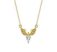 Lllunimon Collier d'ailes livre sterling argent pour femme collier pendentif zircone cubique CZ collier pendentif accessoires mode pour femme chez cadeau,D'or