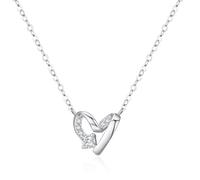 Lllunimon Collier en argent sterling 925 pour femmes Amour éternel exquis Zircon Pendentif Collier Collier de mode Bijoux Cadeau Clavicule Chaîne Usure quotidienne