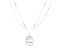 Lllunimon Collier en argent sterling S925 à double couche superposable avec ornement de pendentif ovale lettre Style minimaliste élégant Des cadeaux de tous les jours pour elle