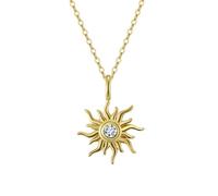 Lllunimon Collier tournesol plaqué or 14 carats pour les femmes Zircone cubique Collier pendentif en or pour les femmes Soleil fleurs Collier Bijoux Cadeau pour Maman Petite amie,D'or