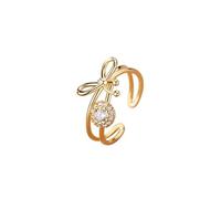 Lllunimon Dainty papillon bague pour les femmes Double couche arc ouverture bague or Bowknot promesse réglable bandes de doigts bague mignon amitié bijoux cadeaux