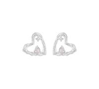 Lllunimon Découpe amour zircon S925 argent sterling boucles d'oreilles bijoux d'inspiration cosmique Style minimaliste vintage élégant Des cadeaux de tous les jours pour elle,Argent