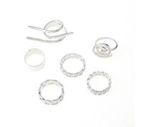 Lllunimon Ensemble de bague en alliage empilable géométrique, bijoux minimalistes plaqués or, à porter tous les jours, idéal pour les fêtes/galeries d'art, cadeaux pour femmes,Argent