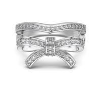 Lllunimon Exquis papillon amour S925 bague en argent sterling avec rangée de diamants Bague ovale en diamant bleu Des cadeaux de tous les jours pour elle,E,Size 6