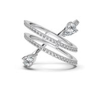Lllunimon Exquis papillon amour S925 bague en argent sterling avec rangée de diamants Bague ovale en diamant bleu Des cadeaux de tous les jours pour elle,G,Size 9