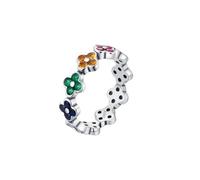 Lllunimon Femmes S925 Argent Trèfle Turquoise Amour Bague Apporte Bonne Chance Bague Porter Bijoux Cadeau,B,Size 5