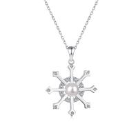 Lllunimon flocons de neige collier bijoux pour femmes 925 argent sterling eau douce perle culturelle CZ collier pendentif pour fête d'hiver vacances Noël Saint-Valentin cadeaux
