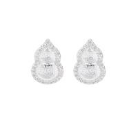 Lllunimon Grande gourde brossé micro-incrusté de zircon S925 boucles d'oreilles en argent sterling Bijoux vintage orientaux Style élégant et simple Des cadeaux de tous les jours pour elle,Argent