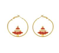 Lllunimon Grandes boucles d'oreilles créoles en acier inoxydable, bijoux incrustés de diamants en plaqué or, style joint éblouissant Des cadeaux de tous les jours pour elle