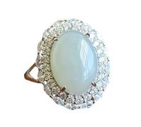 Lllunimon Incroyables bagues en jade blanc gemstone en argent sterling 925, bagues en jade pour femmes et filles, bijoux faits main réglables, cadeaux pour elle