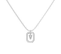 Lllunimon Lettre zircon 925 argent sterling collier bicolore cadre carré pendentif Style de mode minimaliste Des cadeaux de tous les jours pour elle,Argent,U