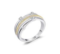 Lllunimon Ligne enveloppée S925 bague en argent micro-serti bijoux en diamant contrastés Style de personnalité élégant Des cadeaux de tous les jours pour elle
