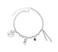 Lllunimon Ours Noir Zircon S925 bracelet en argent sterling pendentif réglable bijoux Style élégant et cool Des cadeaux de tous les jours pour elle