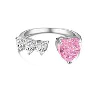 Lllunimon Ouverture réglable coeur rose bague 925 argent sterling pierres de naissance bagues pour les femmes bague de promesse pour sa bague de fiançailles déclaration
