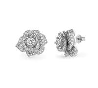 Lllunimon Rose Stud Earrings 925 Argent Sterling Boucles d'oreilles pour femmes Plein de fleur de zircon Boucles d'oreilles Everyday Wear Un cadeau pour elle,Argent