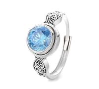 Lllunimon S925 Argent Zircon Nuage De Bon Gré Fleur Porte Bague Art Déco Inspiré Bijoux Style élégant et simple Des cadeaux de tous les jours pour elle,Bleu