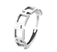 Lllunimon S925 bague carrée géométrique en argent ajouré bijoux d'inspiration architecturale Élégance artistique et style minimaliste Des cadeaux de tous les jours pour elle,A