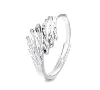 Lllunimon S925 bague plume découpée en argent Bijoux inspirés de la nature Bijoux découpés au laser Forme minimaliste élégante Des cadeaux de tous les jours pour elle,Argent