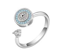Lllunimon S925 Sterling Silver Evil Eye Fidget Ring, Spinner Rings pour les femmes, Anneau d'anxiété rotatif pour ma fille, maman, femme, petite amie, soeur, amis,Argent