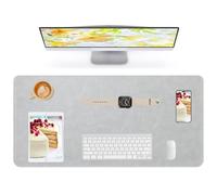 Lllunimon Sous main Cuir Tapis de table Protecteur Grand Tapis de Souris PU Leather Desk Mat Large Mouse Pad Antidérapants Résistant à l'eau Tableau d'écriture Bureaux et Maison (Gris clair, 120x60cm)
