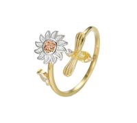 Lllunimon Sunflower Bee 925 bague en argent boho style bijoux ajustables Style romantique personnalisé Des cadeaux de tous les jours pour elle,D'or