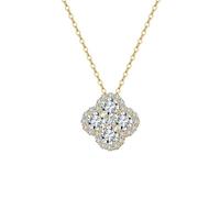 Lllunimon Trèfle 925 collier en argent sterling plein de diamants Pendentif porte-bonheur Style de personnalité élégant Des cadeaux de tous les jours pour elle,D'or