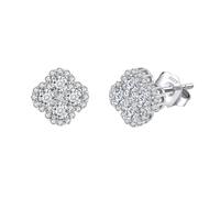 Lllunimon Trèfle S925 boucles d'oreilles en argent sterling plein diamant bijoux porte-bonheur style doux et élégant Des cadeaux de tous les jours pour elle,Argent
