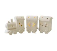 Lllunimon Village De Noël Brillant Train en Céramique avec Lumière LED Petit Train en Céramique Blanche Décoration pour Vacances d'hiver Fête Cadeau
